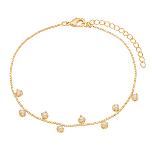 Pulseira pérolas banhada a ouro 18k
