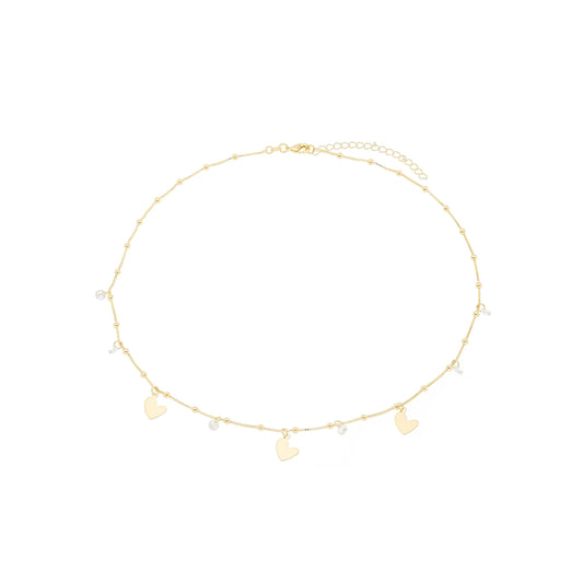 Pulseira bolinhas, zircônias e corações banhada a ouro 18k - Biju & Cia.