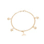 Pulseira com concha, cauda de sereia e tartaruga marinha banhada a ouro 18k