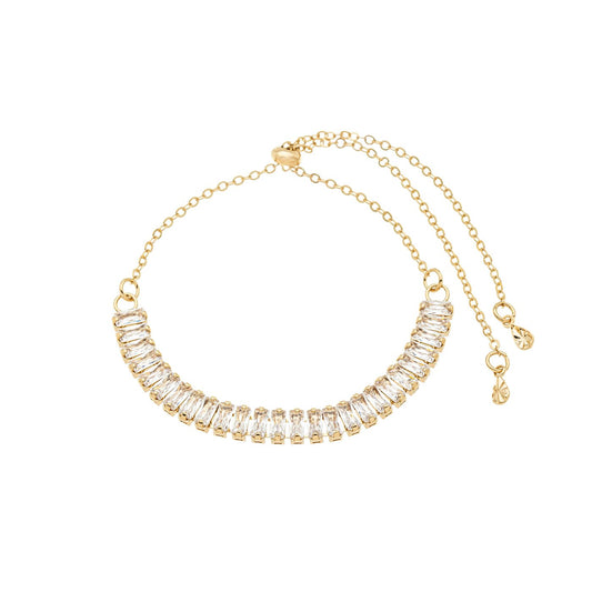 Pulseira com zircônias baguete regulável banhada a ouro 18k - Biju & Cia.