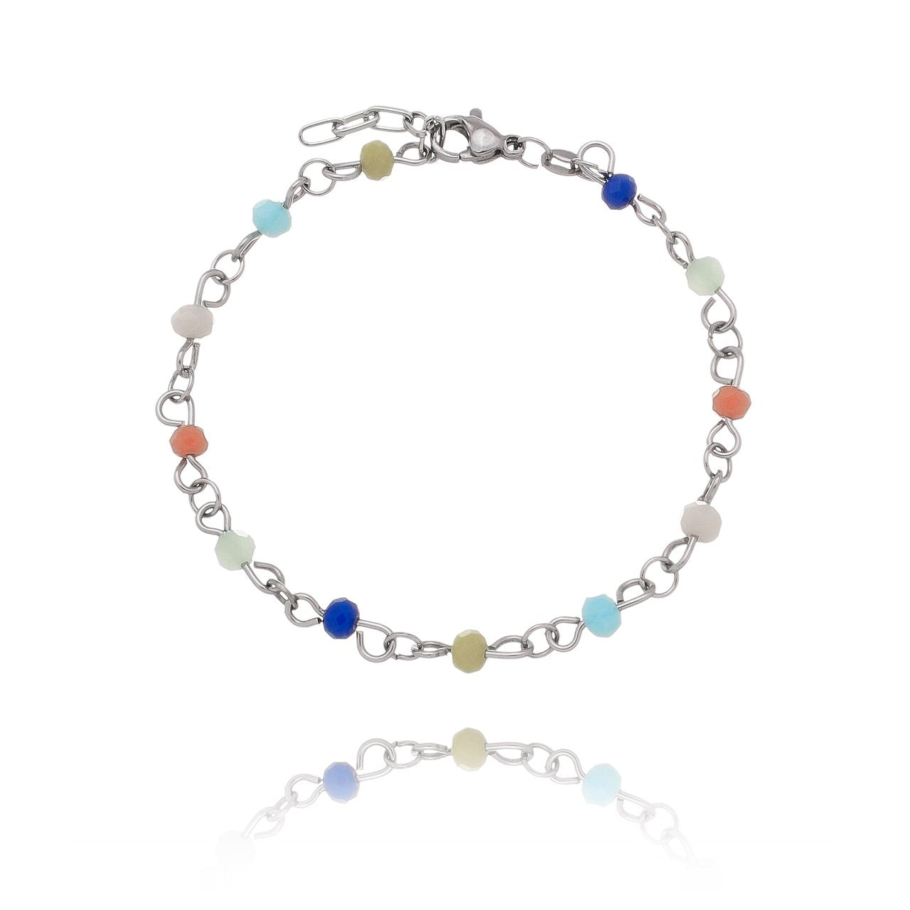 Pulseira com pedras coloridas em aço inox
