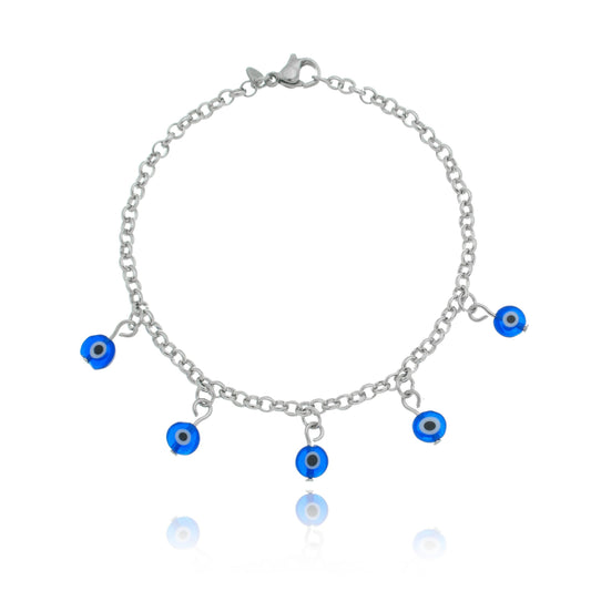 Pulseira com olho grego em aço inox