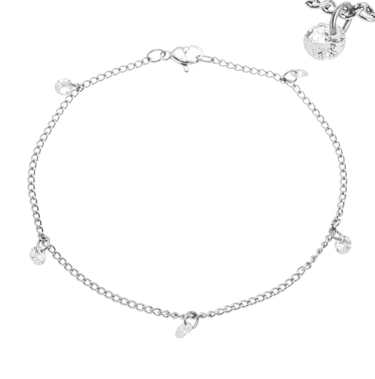 Pulseira com zircônias em aço inox