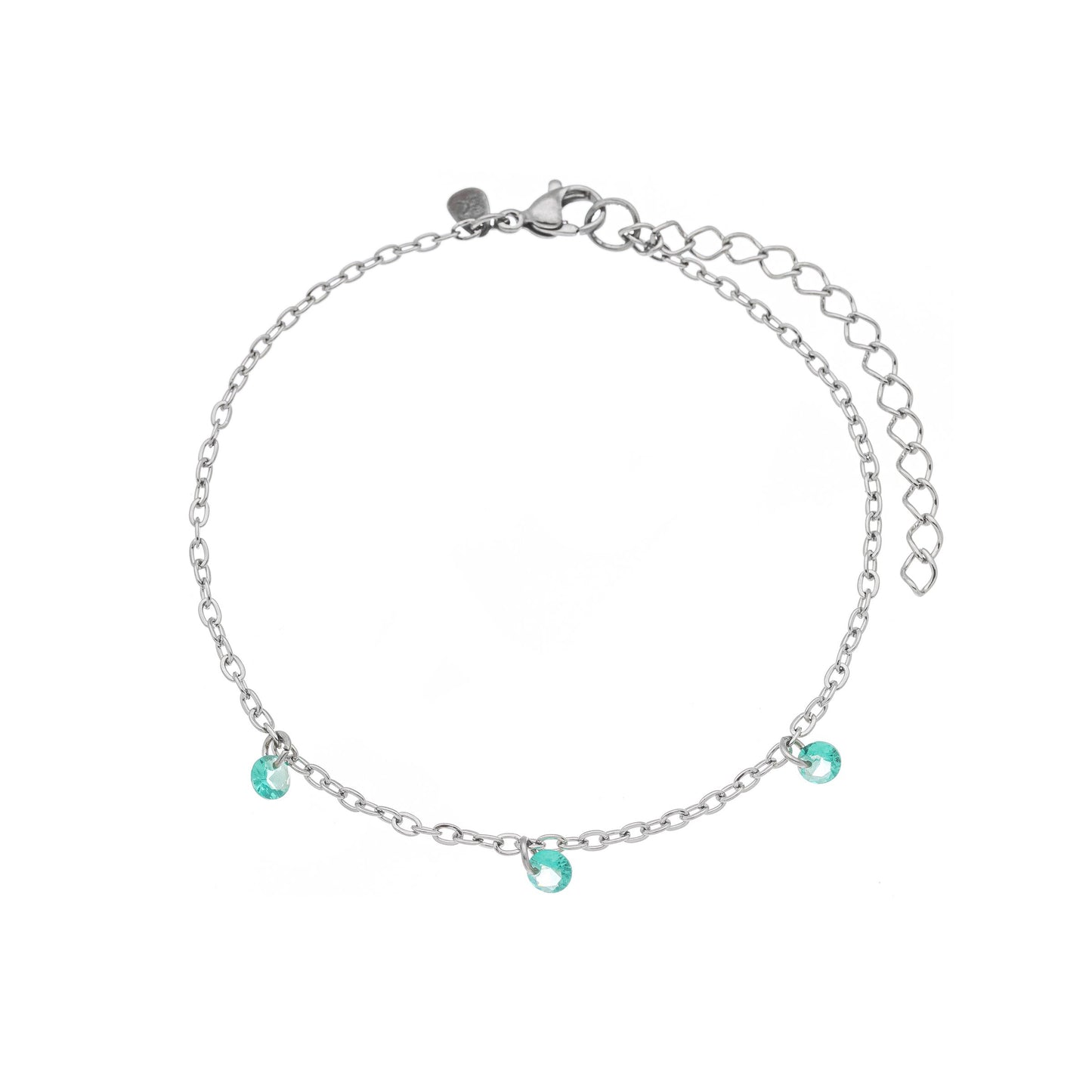 Pulseira com pedras verdes em aço inox
