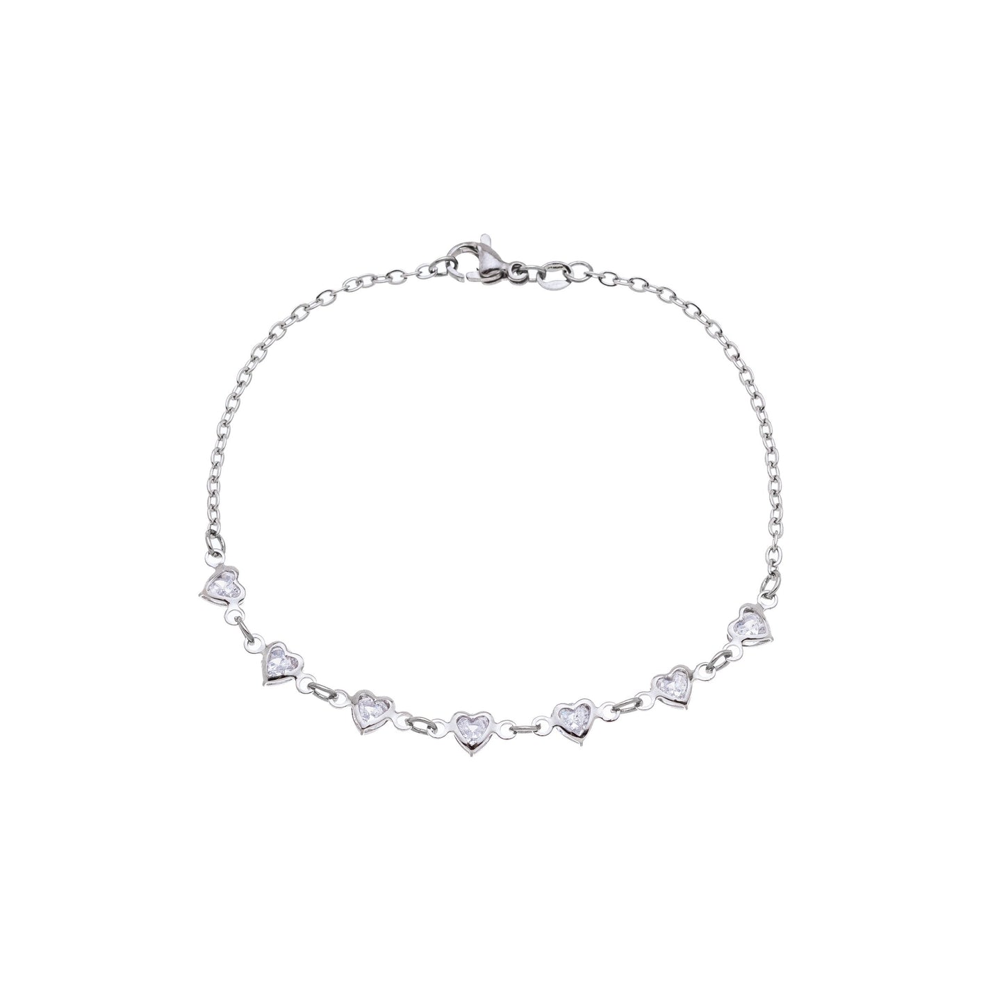 Pulseira com coração em aço inox