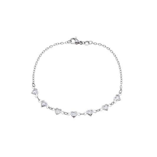 Pulseira com coração em aço inox