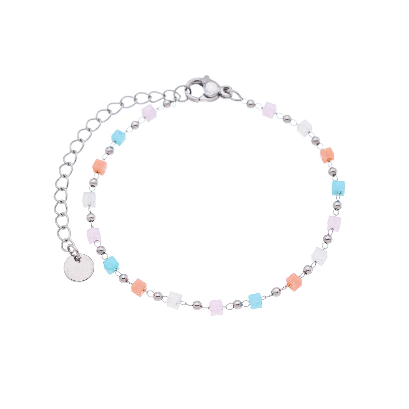Pulseira com cristais coloridos em aço inox - Biju & Cia.