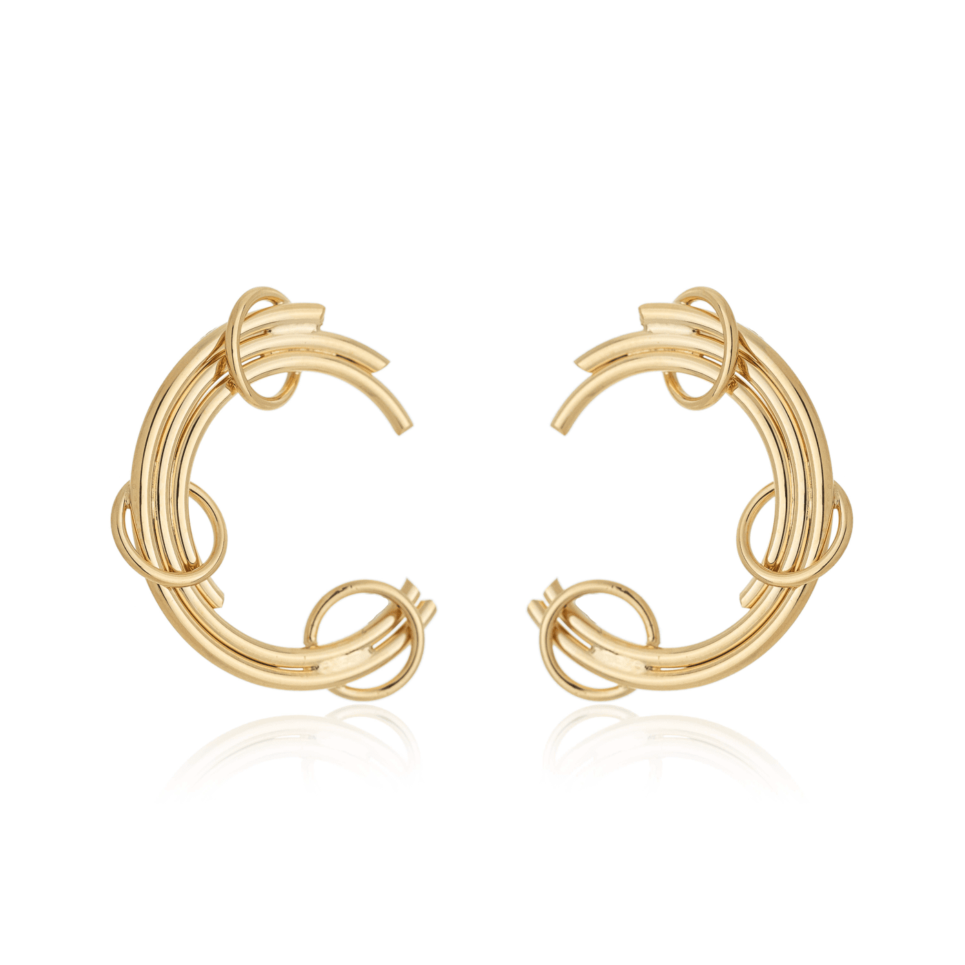 Brinco de fios com argola banhado a ouro 18k - Biju & Cia.