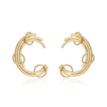 Brinco de fios com argola banhado a ouro 18k - Biju & Cia.
