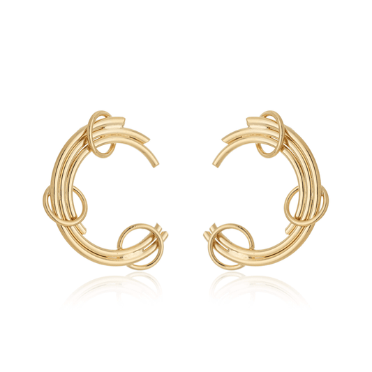 Brinco de fios com argola banhado a ouro 18k - Biju & Cia.
