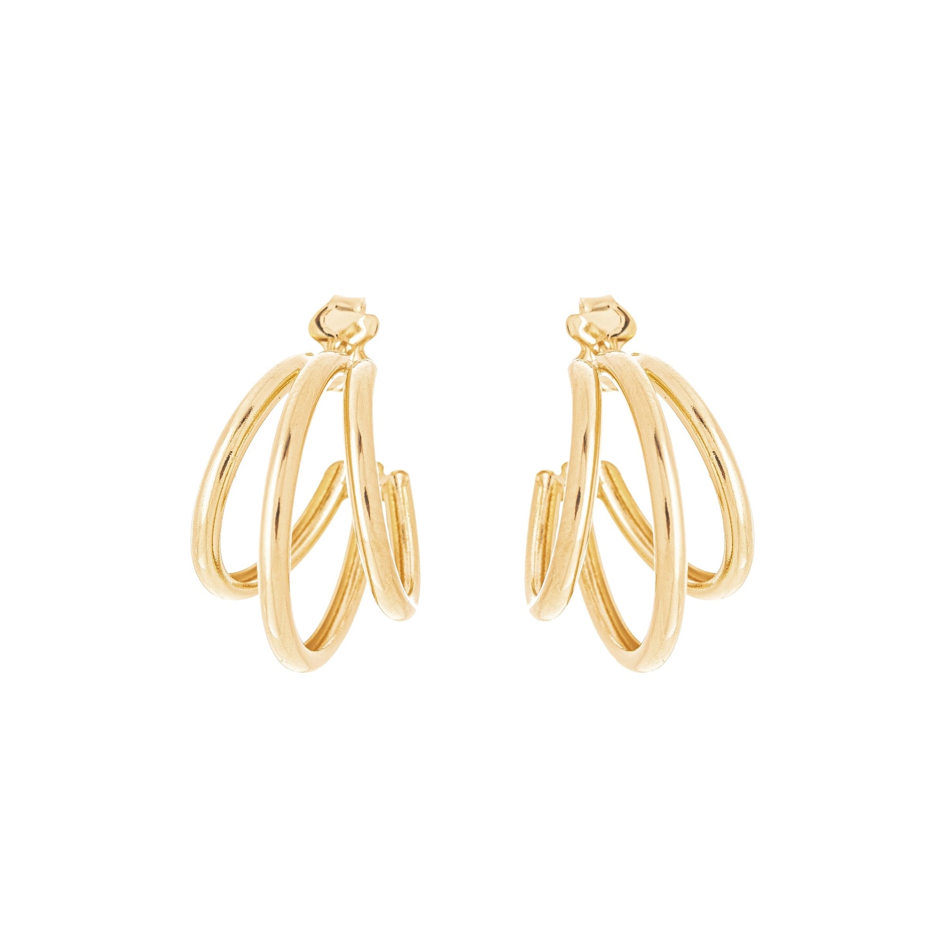 Brinco de argola de 3 fios banhado a ouro 18k - Biju & Cia.