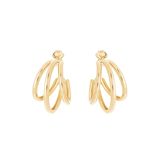 Brinco de argola de 3 fios banhado a ouro 18k - Biju & Cia.