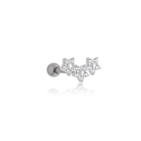 Piercing florzinhas com zircônias em prata 925 - Biju & Cia.