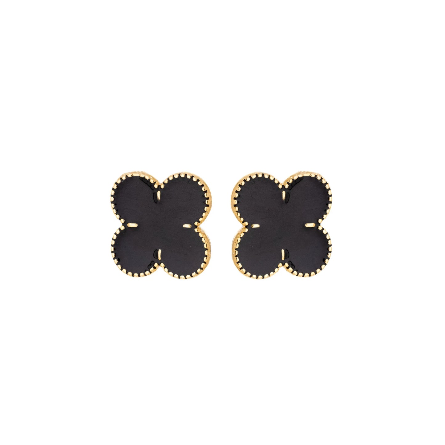 Brinco de flor com resina banhado a ouro 18k - Biju & Cia.