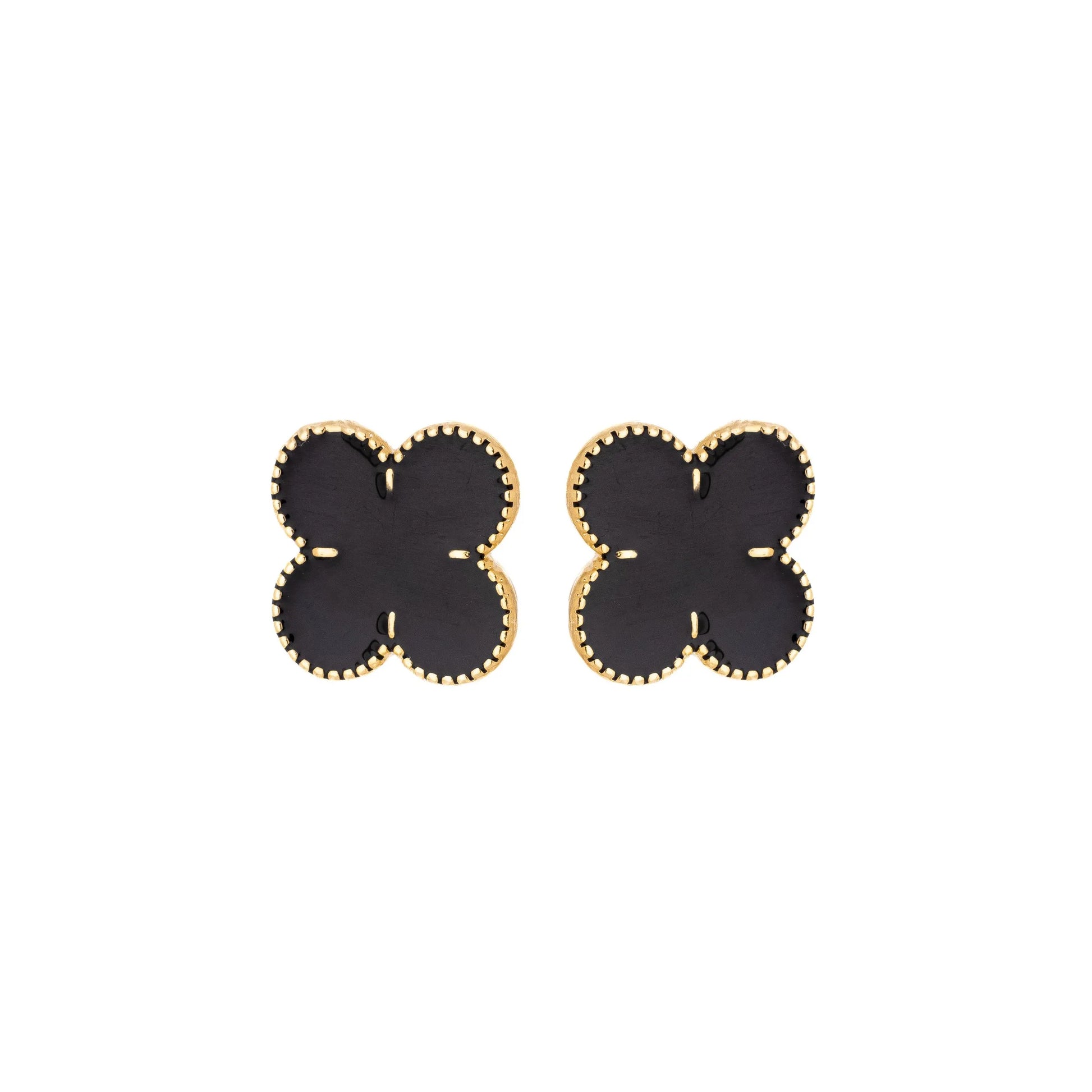 Brinco de flor com resina banhado a ouro 18k - Biju & Cia.