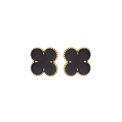 Brinco de flor com resina banhado a ouro 18k - Biju & Cia.