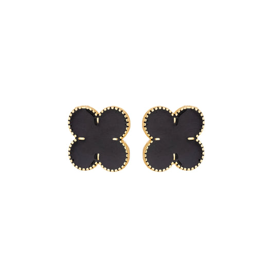 Brinco de flor com resina banhado a ouro 18k - Biju & Cia.