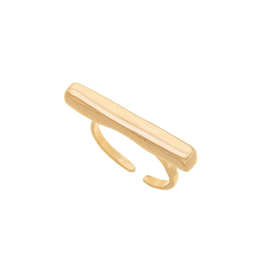 Anel regulável liso banhado a ouro 18k