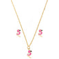 Conjunto infantil de flamingo resinado banhado a ouro 18k - Biju & Cia.