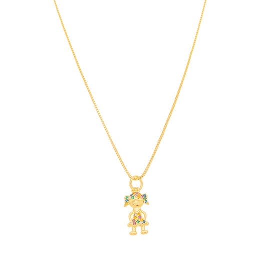 Gargantilha menina com zircônias coloridas banhada a ouro 18k - Biju & Cia.