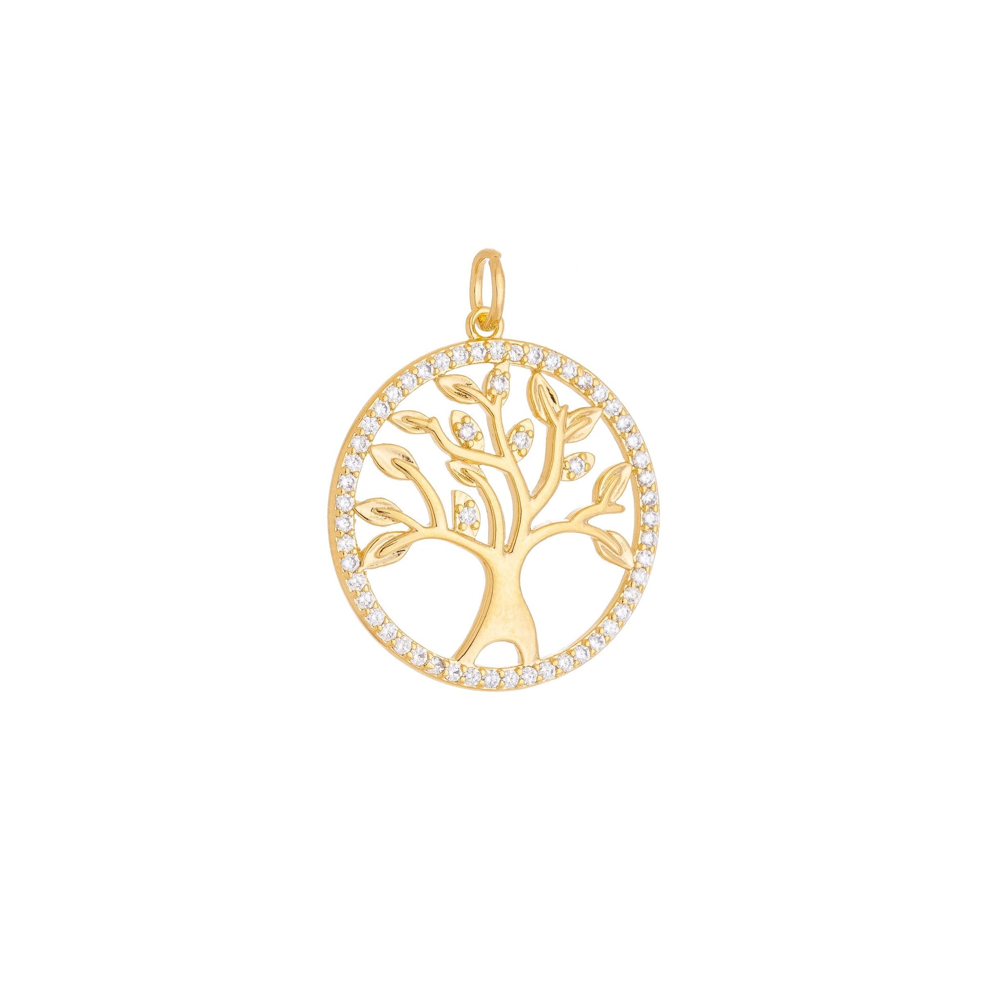 Pingente de árvore da vida com zircônias banhado a ouro 18k - Biju & Cia.
