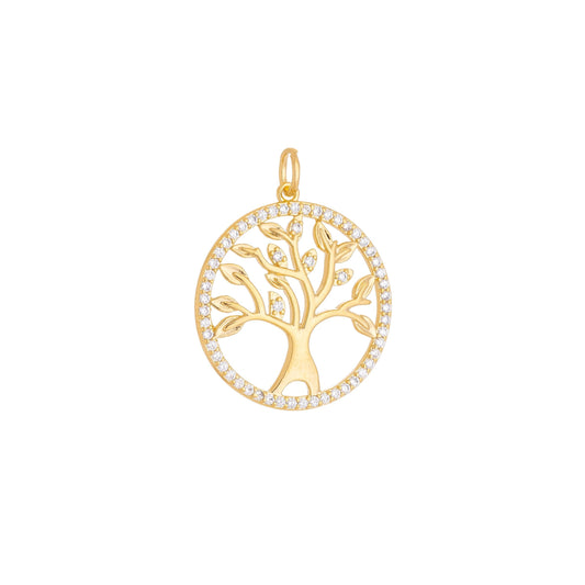 Pingente de árvore da vida com zircônias banhado a ouro 18k - Biju & Cia.