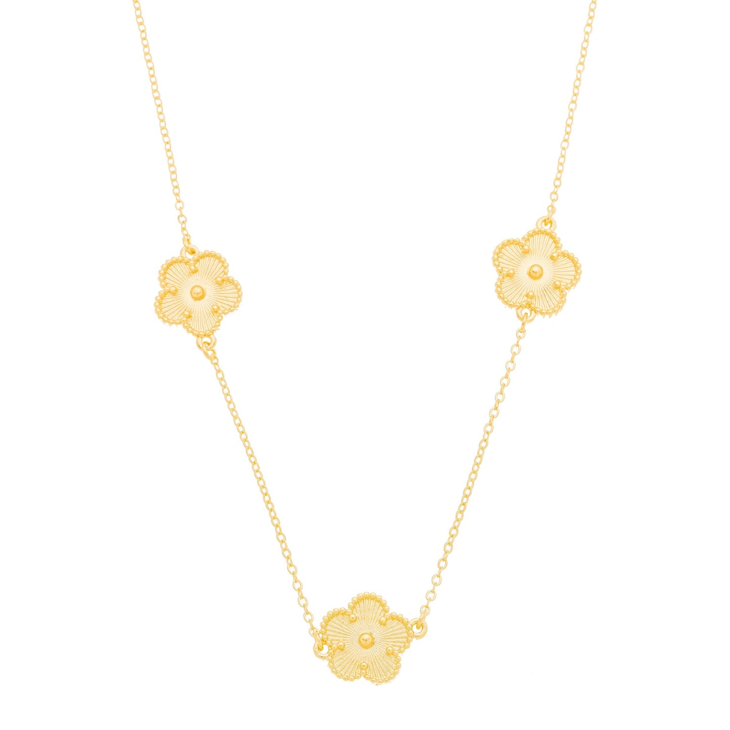 Gargantilha flores banhada a ouro 18k - Biju & Cia.