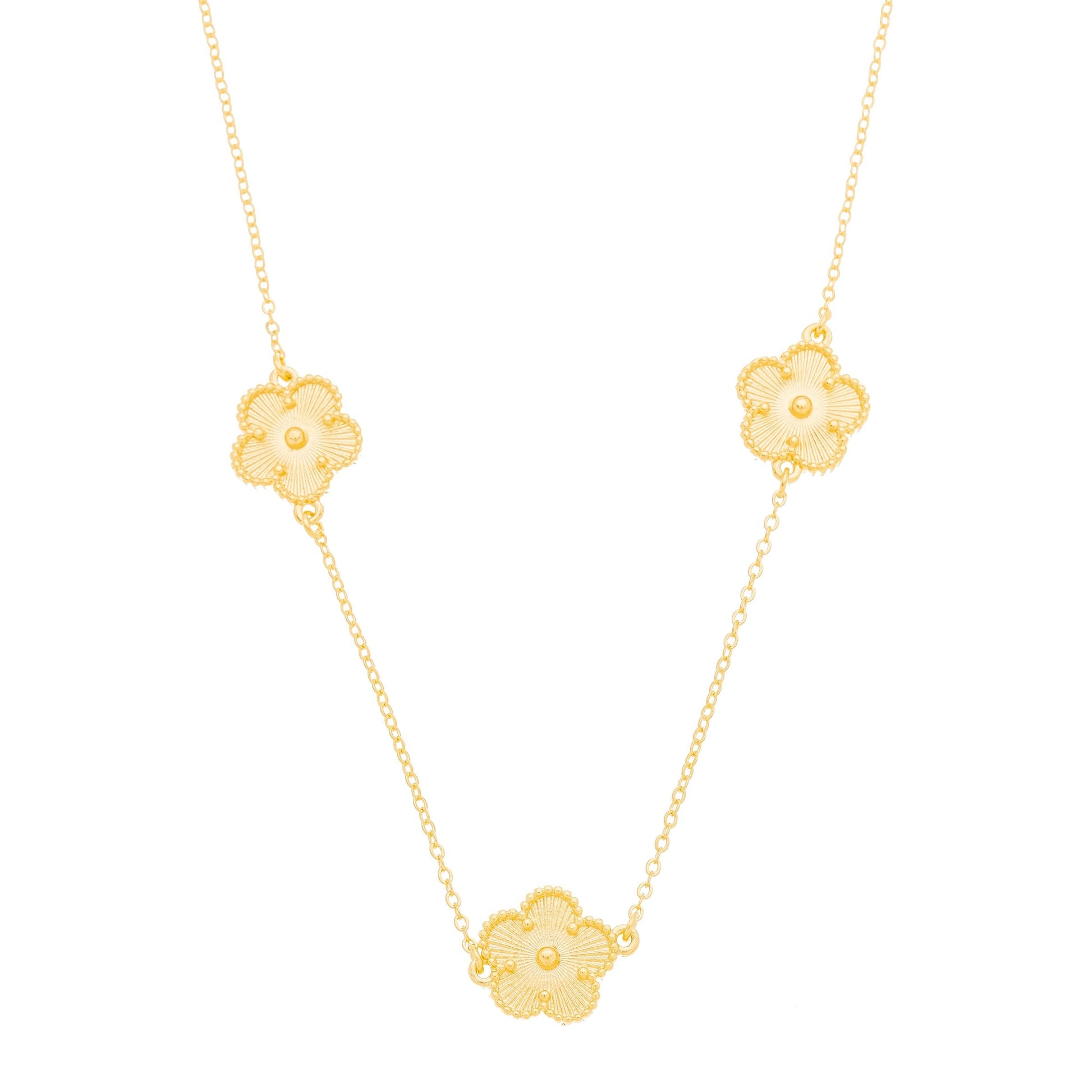Gargantilha flores banhada a ouro 18k - Biju & Cia.