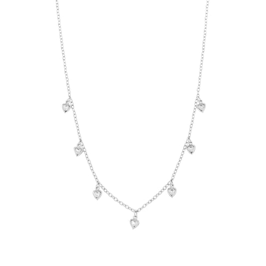 Gargantilha choker de corações de zircônia em aço inox - Biju & Cia.