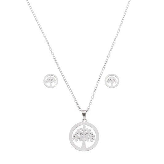 Conjunto árvore da vida em aço inox - Biju & Cia.