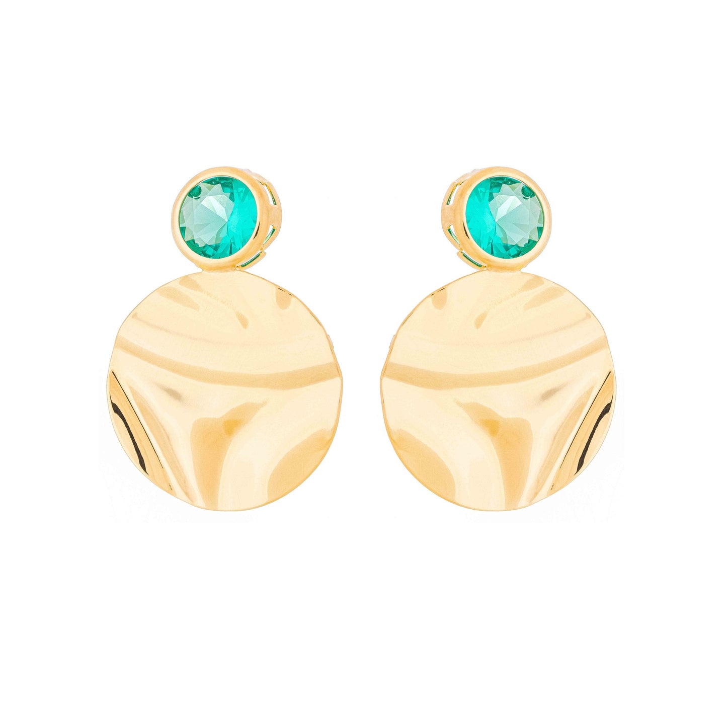 Brinco círculo com pedra banhado a ouro 18k - Biju & Cia.