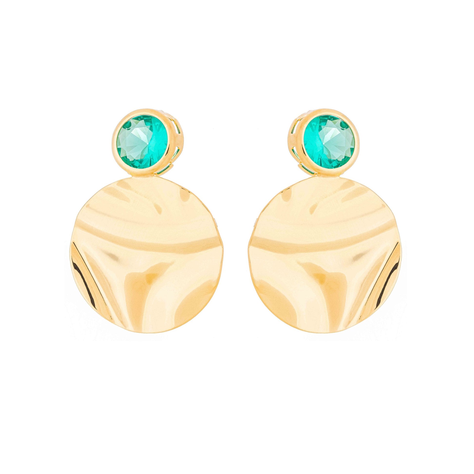 Brinco círculo com pedra banhado a ouro 18k - Biju & Cia.