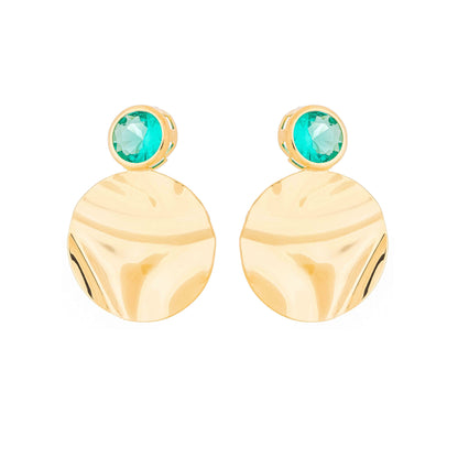 Brinco círculo com pedra banhado a ouro 18k - Biju & Cia.