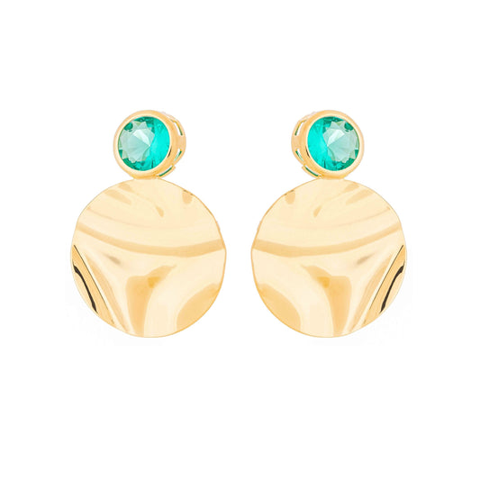 Brinco círculo com pedra banhado a ouro 18k - Biju & Cia.