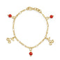 Pulseira infantil com cerejas banhada a ouro 18k
