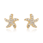 Brinco de estrela do mar com zircônias banhado a ouro 18k - Biju & Cia.