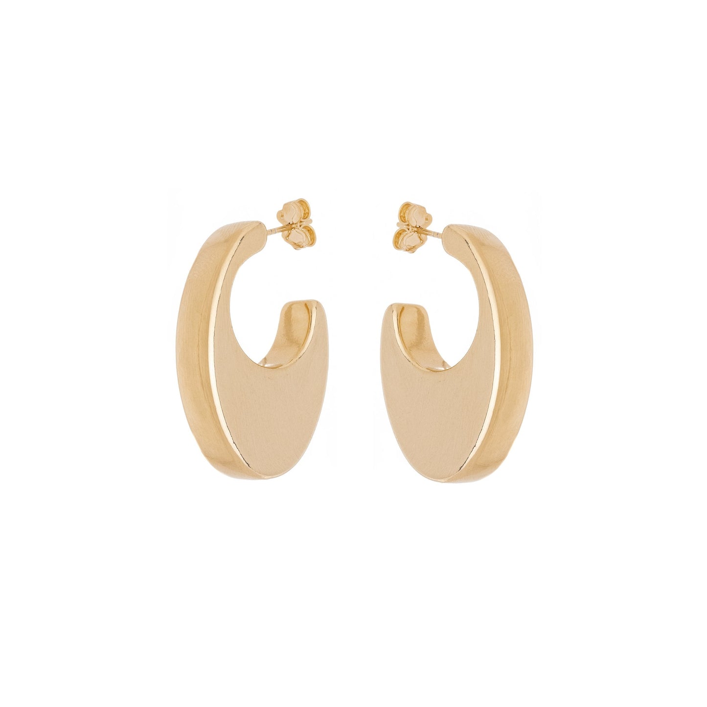 Brinco de argola oval banhado a ouro 18k - Biju & Cia.