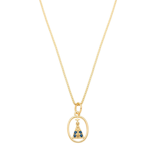Gargantilha oval com Nossa Senhora de Aparecida banhada a ouro 18k - Biju & Cia.