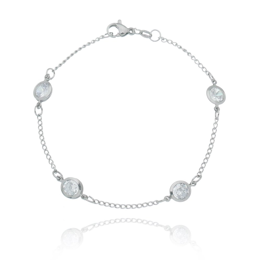 Pulseira de zircônias em aço inox - Biju & Cia.