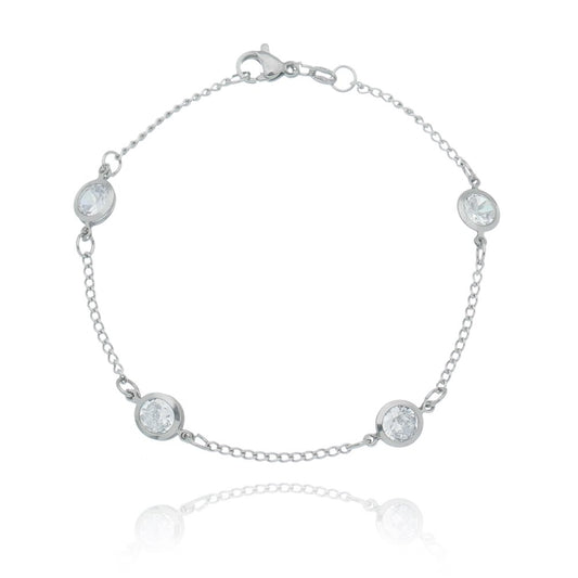 Pulseira de zircônias em aço inox - Biju & Cia.