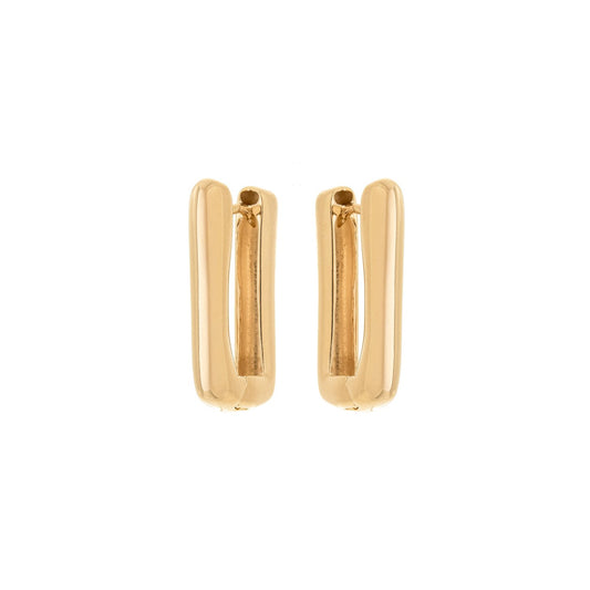 Argola retangular banhada a ouro 18k - Biju & Cia.