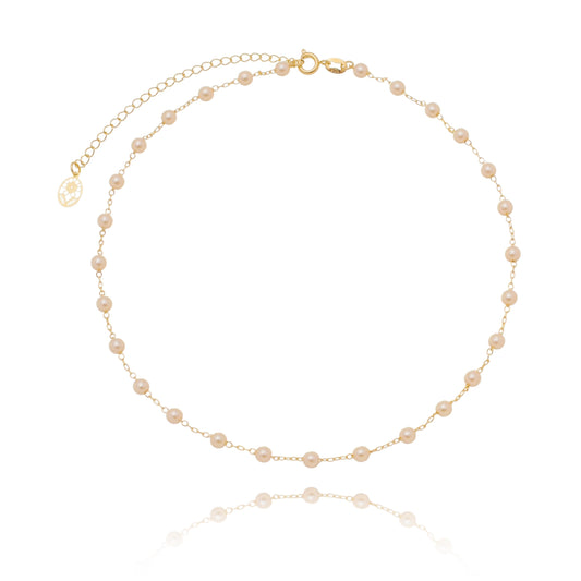 Gargantilha choker pérolas banhada a ouro 18k - Biju & Cia.