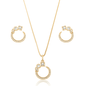 Conjunto de brinco e gargantilha de círculo com zircônias banhado a ouro 18k - Biju & Cia.