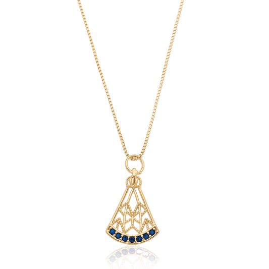 Gargantilha de Nossa Senhora de Aparecida banhada a ouro 18k - Biju & Cia.