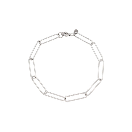 Pulseira elos ovais em aço inox