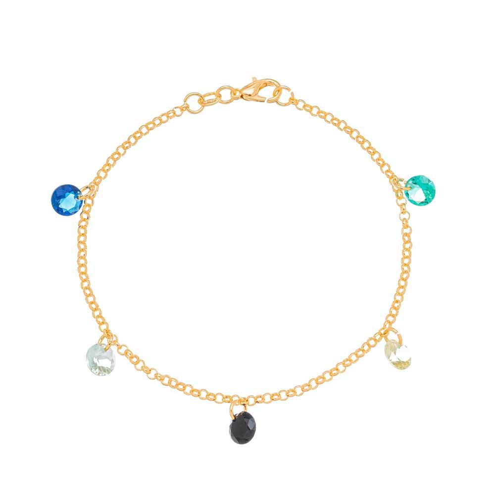 Pulseira pedras coloridas banhada a ouro 18k