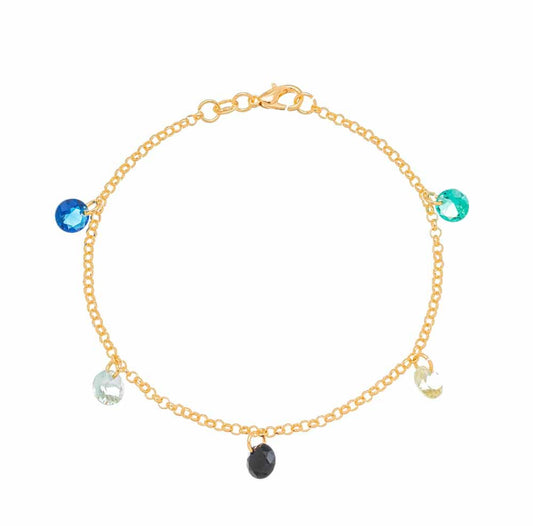 Pulseira pedras coloridas banhada a ouro 18k
