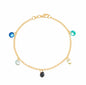 Pulseira pedras coloridas banhada a ouro 18k