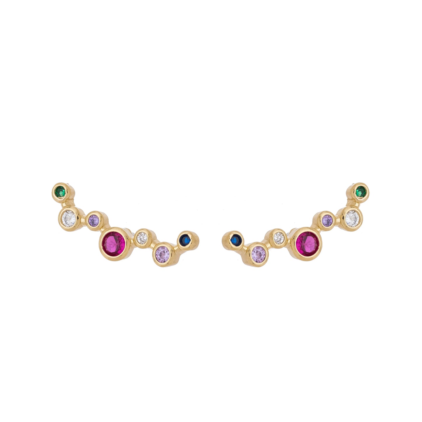 Brinco earcuff com zircônias banhado a ouro 18k - Biju & Cia.