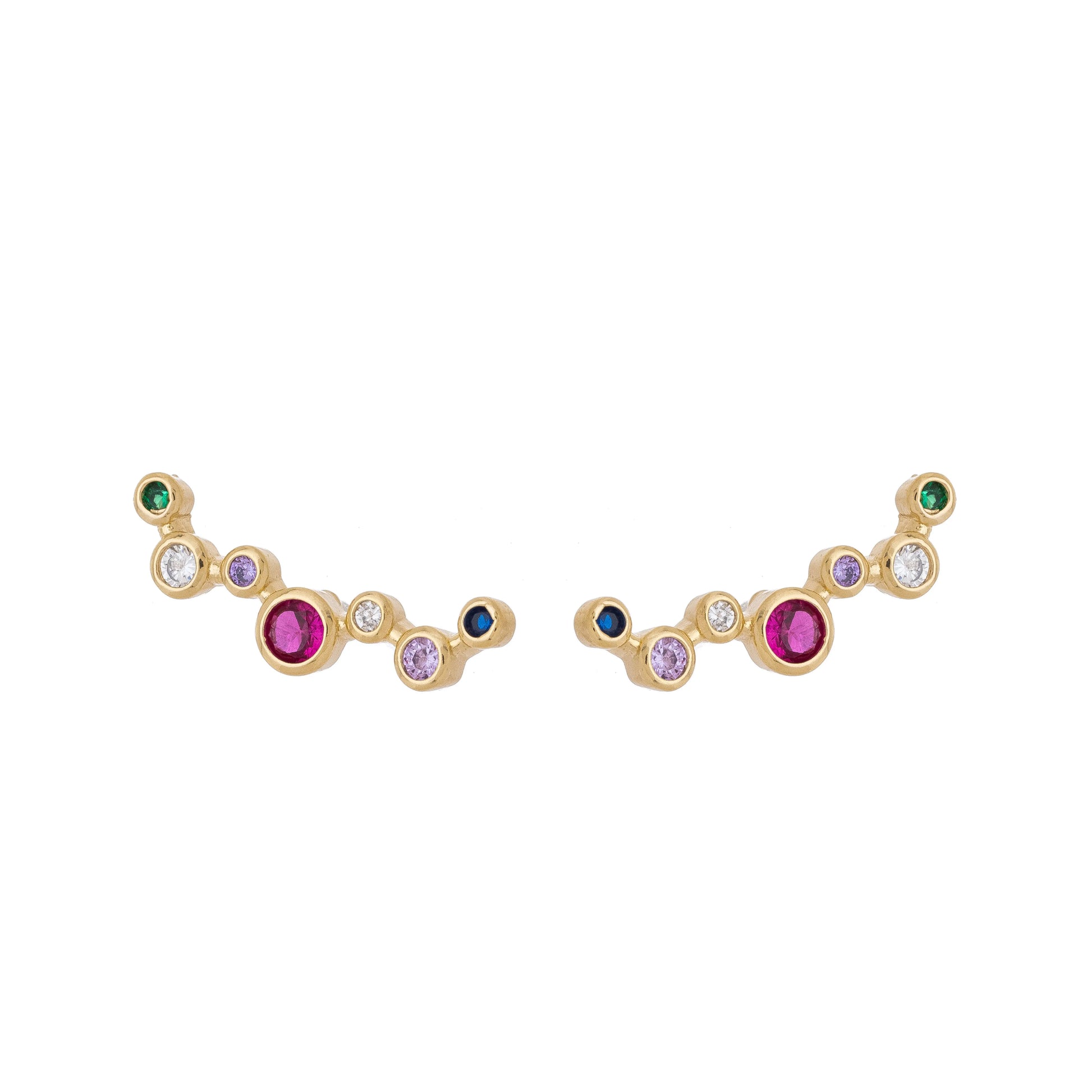 Brinco earcuff com zircônias banhado a ouro 18k - Biju & Cia.